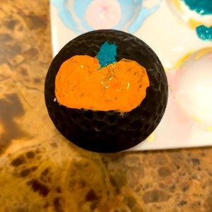 Hand painted pumpkin golf ball